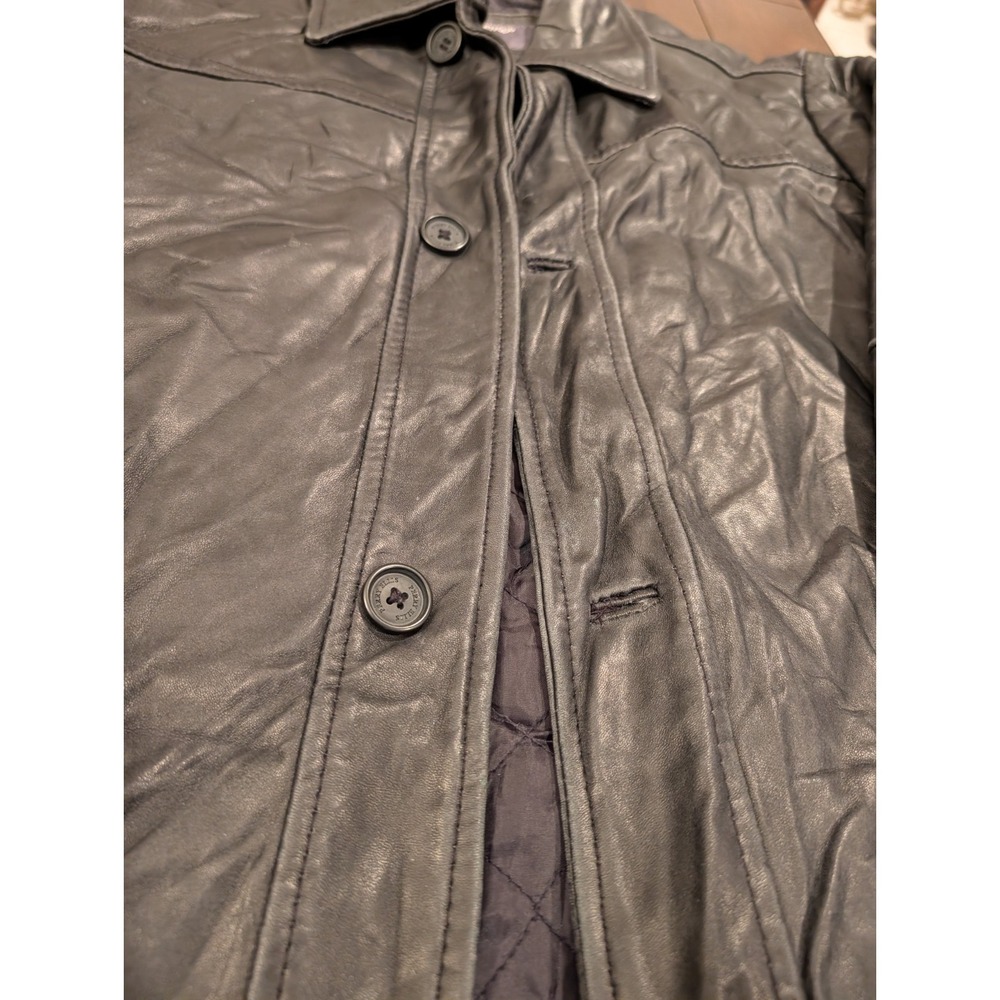 Perry Ellis Portfolio Lambskin Leather Jacket/Coat, Quilted Lining Brn, Men's L - Picture 3 of 7